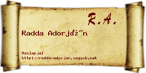 Radda Adorján névjegykártya